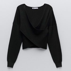 Wool Blended Surplice Sweater